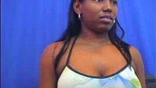 Sexy black babe with big tits teasing on cam porn video