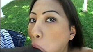 Sexy asian babe Nyomi Arman sucks and fucks porn video